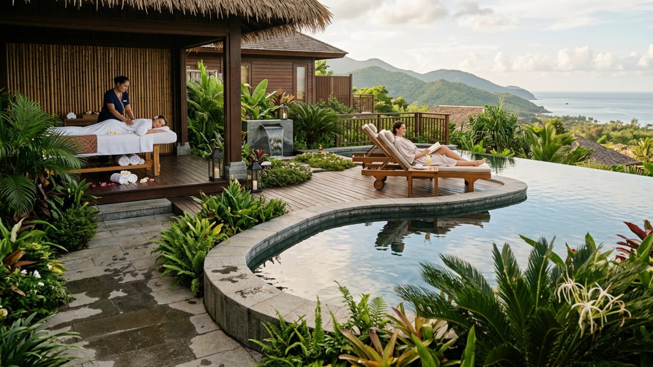 Outdoor spa set up